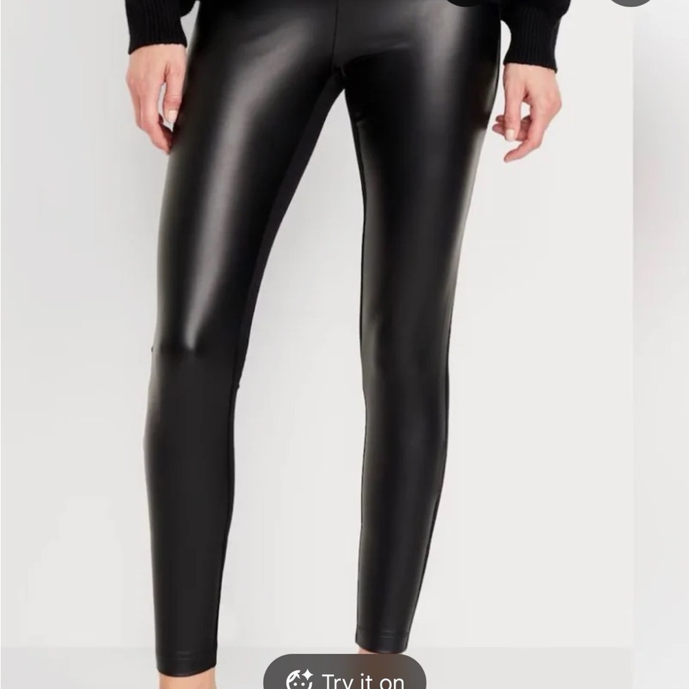 Black GAP Faux Leather Leggings